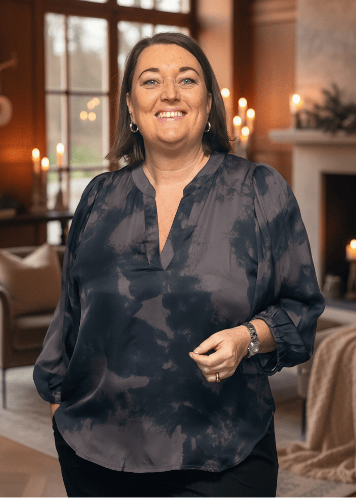 plus size Gozzip Kamille bluse grå og sort i store storrelser