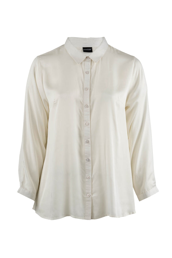 plus size Gozzip Karina skjorte offwhite i store storrelser