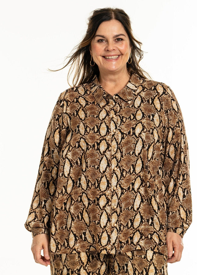 plus size Gozzip Karina skjorte snakeprint i store storrelser