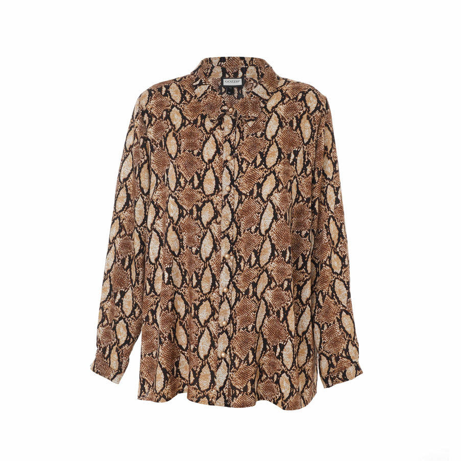 plus size Gozzip Karina skjorte snakeprint i store storrelser