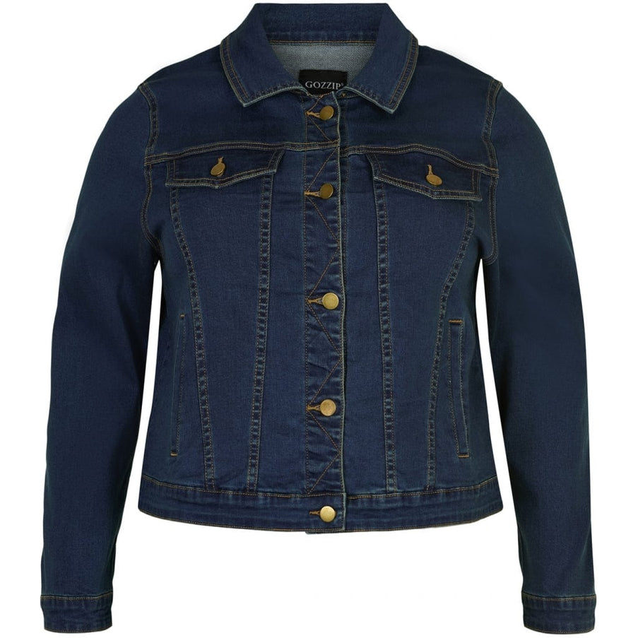 plus size Gozzip Maya Denim Jaket Mørk Denim i store storrelser