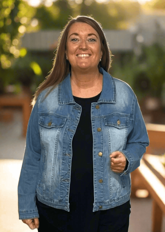 plus size Gozzip Maya Denim Jakke lys denim i store storrelser