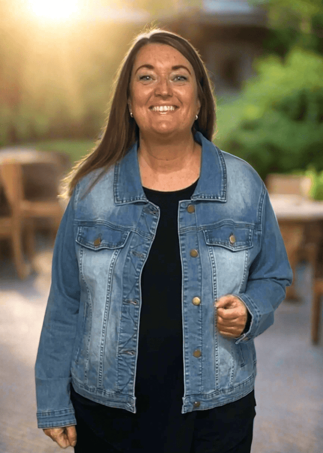 plus size Gozzip Maya Denim Jakke lys denim i store storrelser