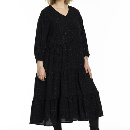 plus size Gozzip Nanna kjole Sort og Gull i store storrelser