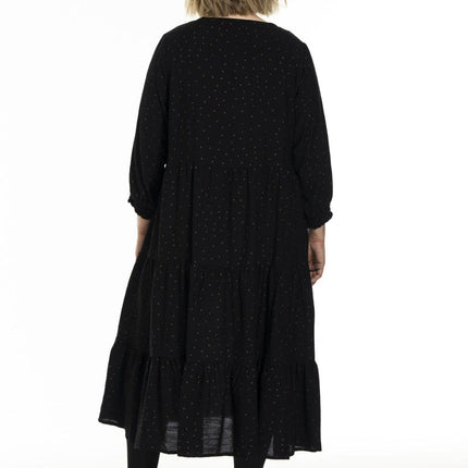 plus size Gozzip Nanna kjole Sort og Gull i store storrelser