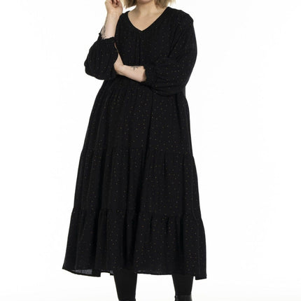 plus size Gozzip Nanna kjole Sort og Gull i store storrelser