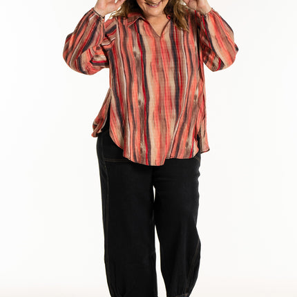 plus size Gozzip Sophia skjorte rødstriper i store storrelser