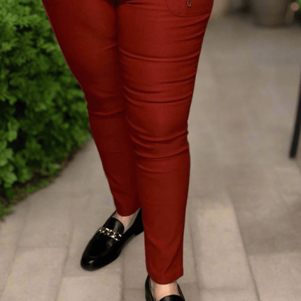 plus size JST bukse (8880) med knapp og glidelås på lomme Rust i store storrelser