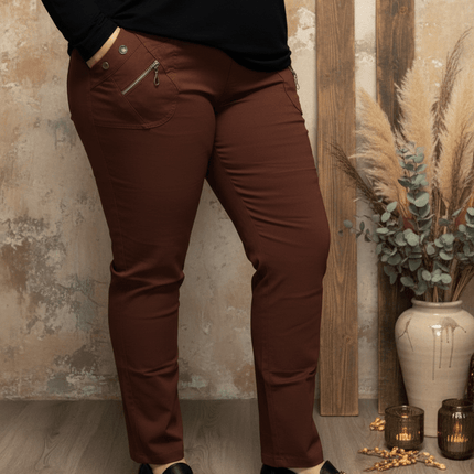 plus size JST vinterbukse med fòr – Brun (8876) i store storrelser