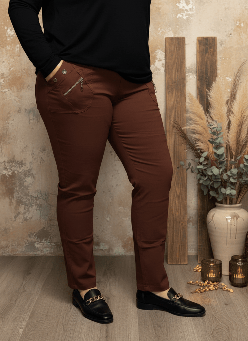 plus size JST vinterbukse med fòr – Brun (8876) i store storrelser