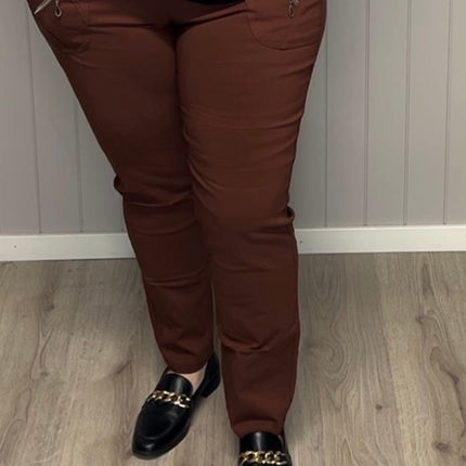 plus size JST vinterbukse med fòr – Brun (8876) i store storrelser