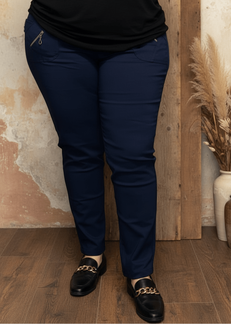 plus size JST vinterbukse med fòr – Marine (8876) i store storrelser