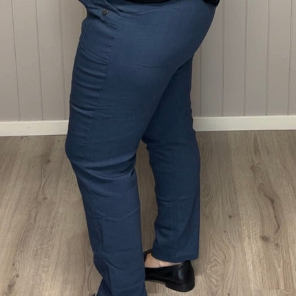 plus size JST vinterbukse med fòr – mønstret blå (8899) i store storrelser