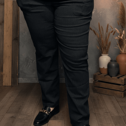 plus size JST vinterbukse med fòr – mønstret sort (8899) i store storrelser