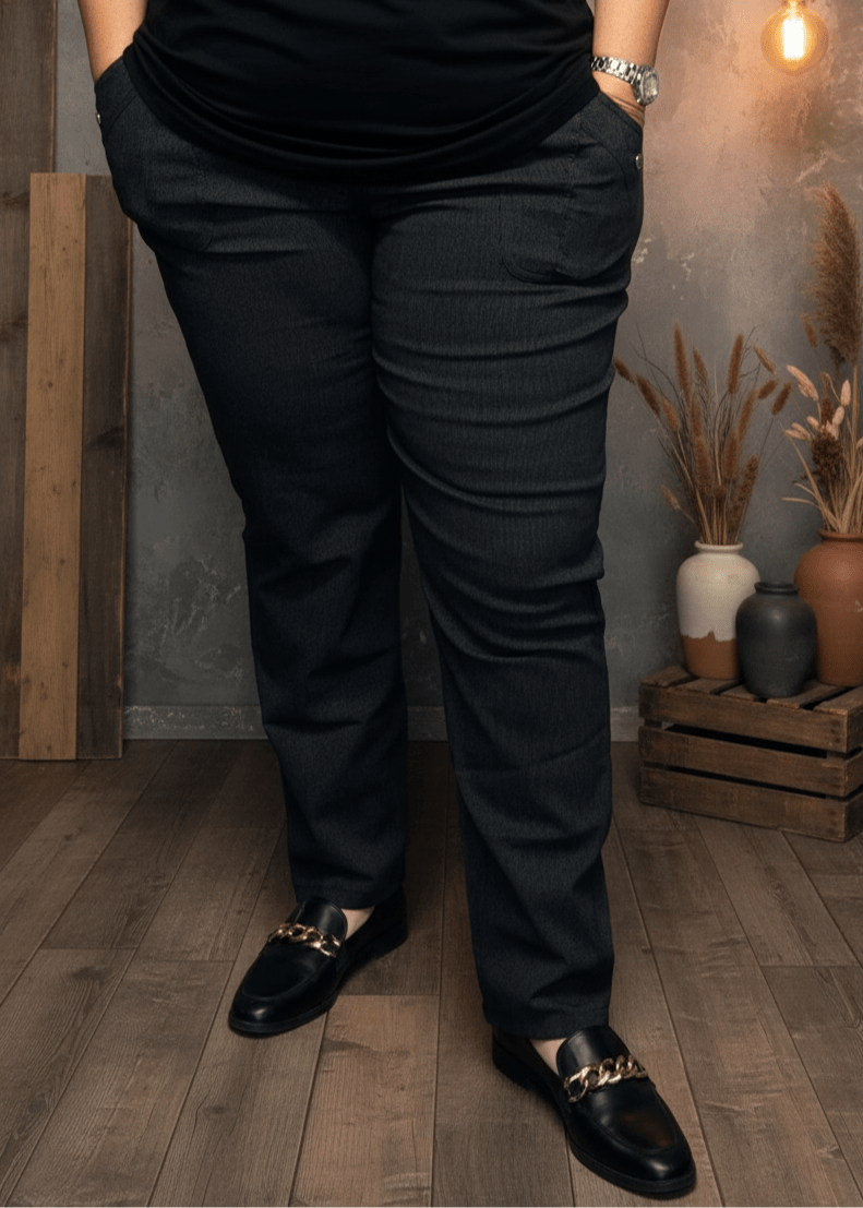 plus size JST vinterbukse med fòr – mønstret sort (8899) i store storrelser