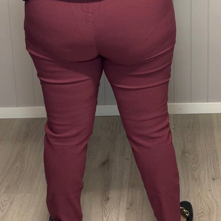 plus size JST vinterbukse med fòr – mønstret vinrød (8899) i store storrelser