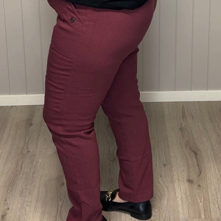 plus size JST vinterbukse med fòr – mønstret vinrød (8899) i store storrelser