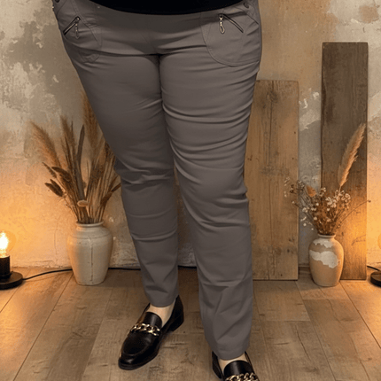 plus size JST vinterbukse med fòr – Taupe (8876) i store storrelser