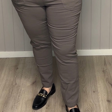 plus size JST vinterbukse med fòr – Taupe (8876) i store storrelser