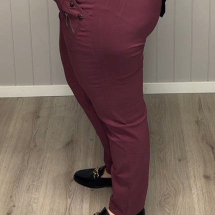 plus size JST vinterbukse med fòr – Vinrød (8876) i store storrelser