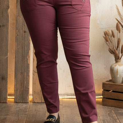 plus size JST vinterbukse med fòr – Vinrød (8876) i store storrelser