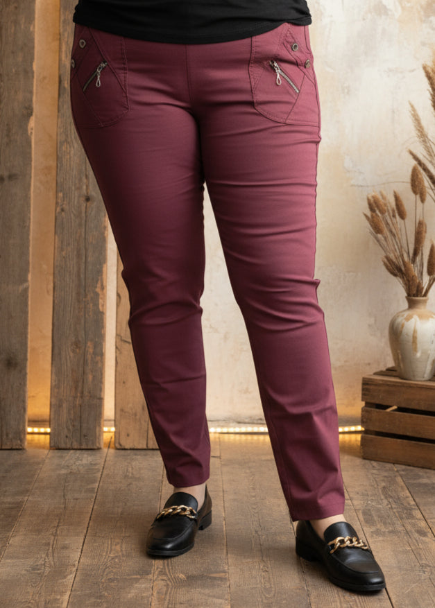 plus size JST vinterbukse med fòr – Vinrød (8876) i store storrelser