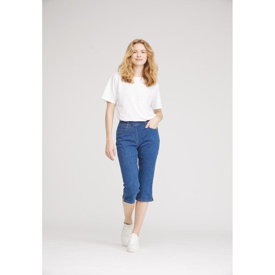 plus size LauRie Kelly Capri Regular Bomull Lommer Denim i store storrelser