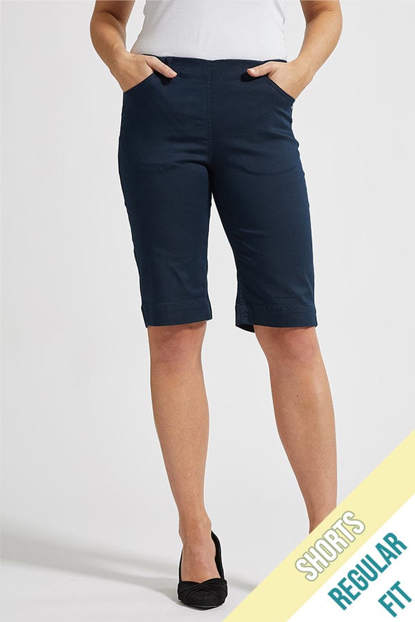 plus size LauRie Kelly Shorts Regular Bomull Lommer Marine i store storrelser 25457-49200-42