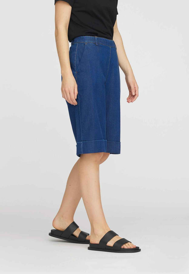 plus size LauRie Phoebe Shorts Straight tencel Denim i store storrelser