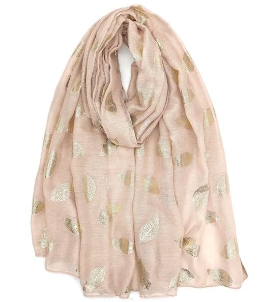 plus size M&P Tilbehør:  Skjerf beige med gullblader i store storrelser K22-beige