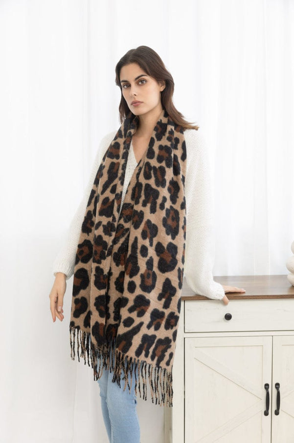 plus size M&P Tilbehør:  Vinterskjerf med ull leopardprint i store storrelser N317-4-leopard