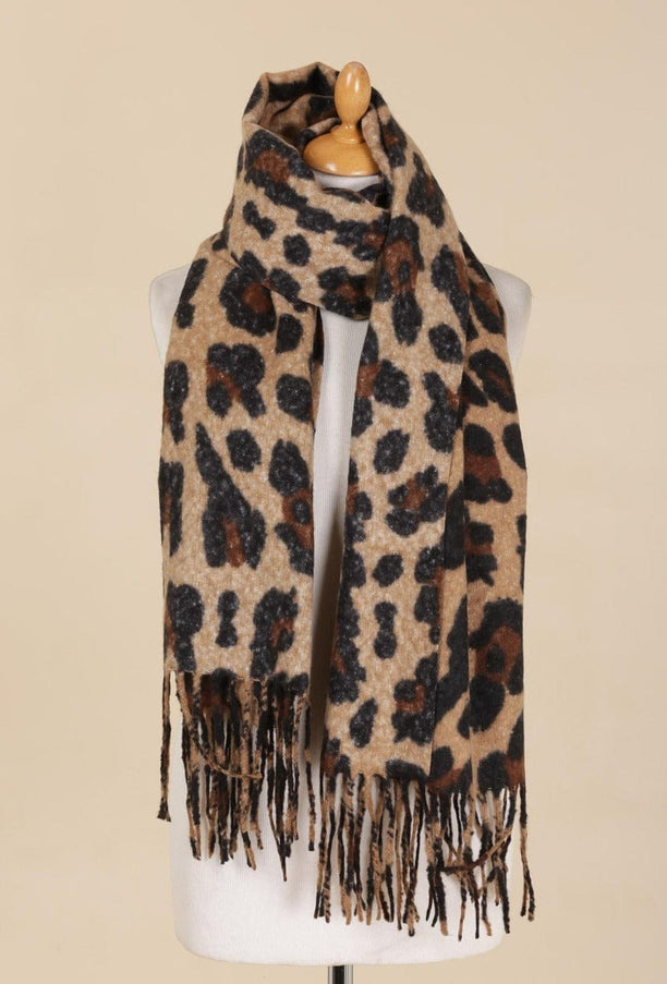 plus size M&P Tilbehør:  Vinterskjerf med ull leopardprint i store storrelser N317-4-leopard