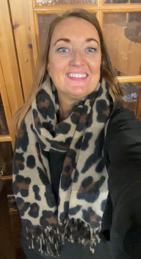 plus size M&P Tilbehør:  Vinterskjerf med ull leopardprint i store storrelser N317-4-leopard