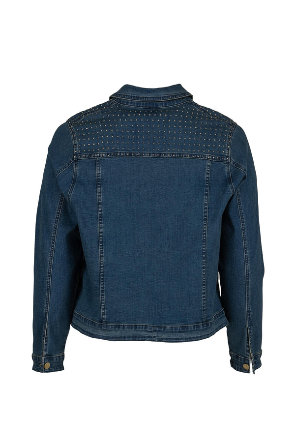 plus size Maya denim jakke med bling i store storrelser