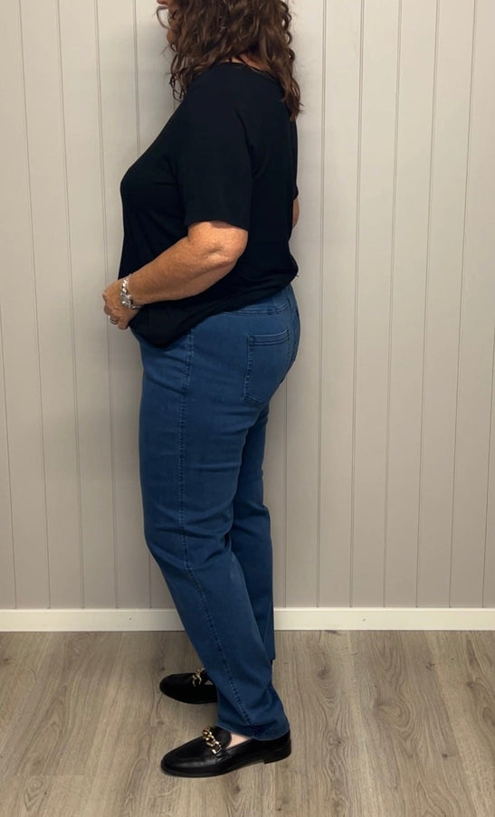 plus size Robell Bella denim blå med lommer i store storrelser