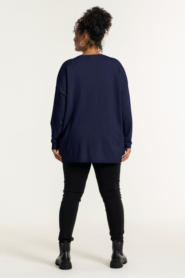 plus size Sandgaard Helsinki genser dark blue i store storrelser