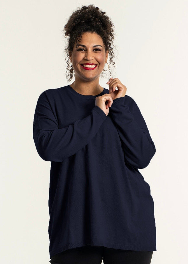 plus size Sandgaard Helsinki genser dark blue i store storrelser