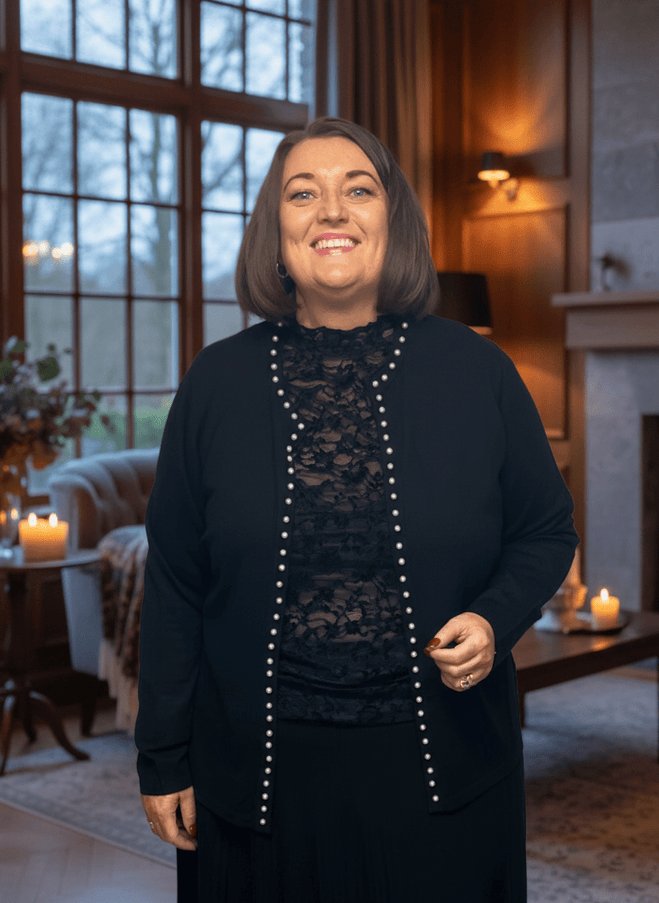 plus size Signature cardigan med perler Sort i store storrelser