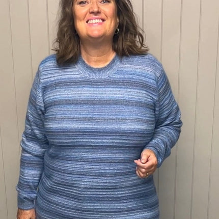 plus size Signature genser med striper blå i store storrelser