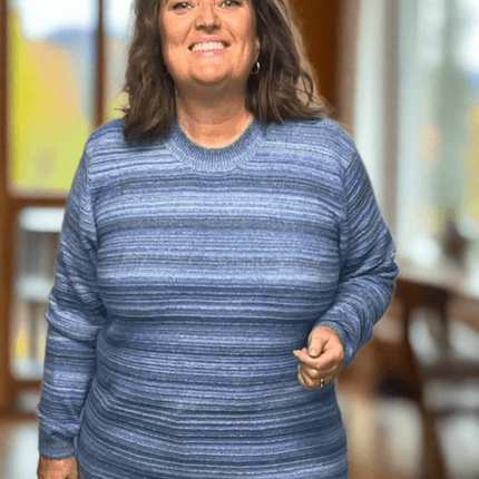 plus size Signature genser med striper blå i store storrelser