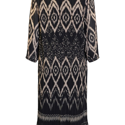 plus size Signature kjole mønstret sort og beige i store storrelser