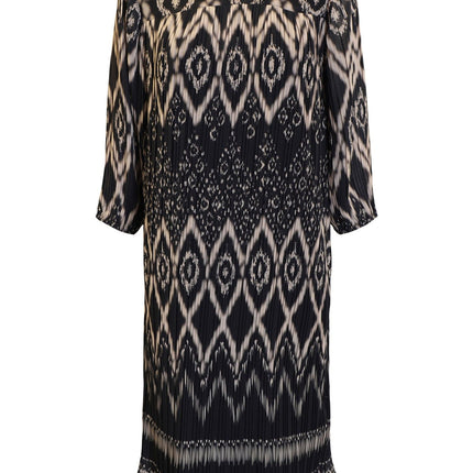 plus size Signature kjole mønstret sort og beige i store storrelser