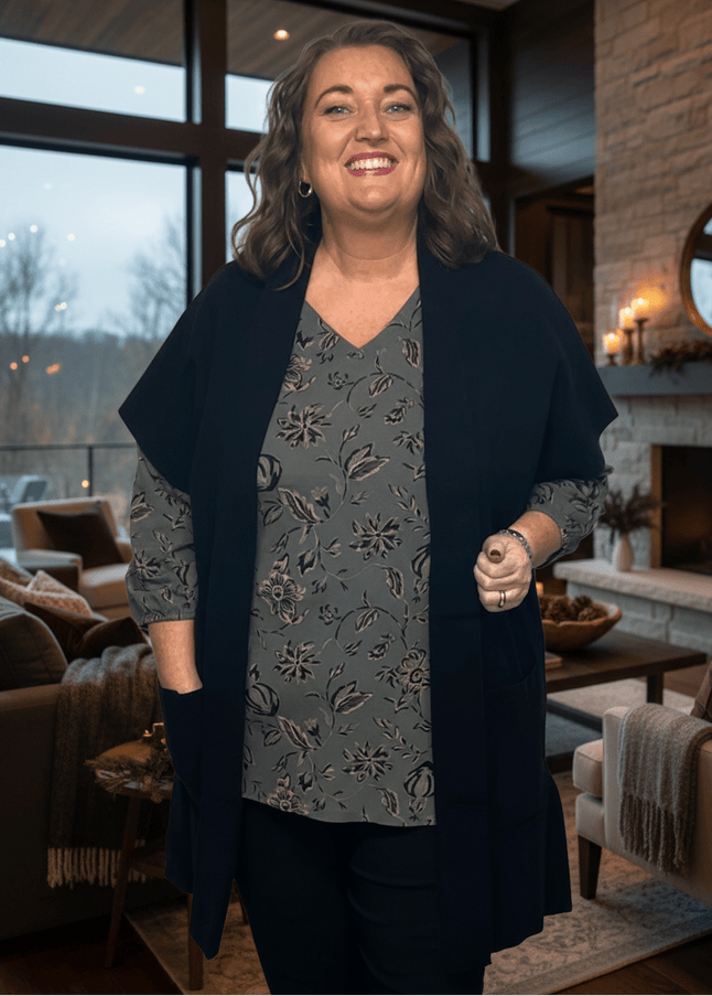 plus size Signature lang vest Sort i store storrelser