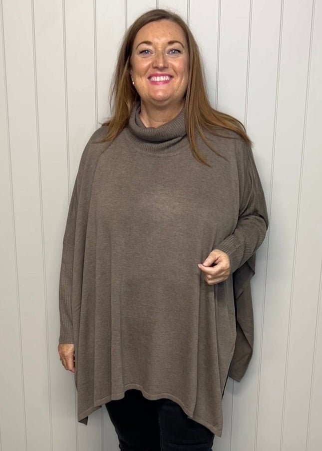 plus size Signature ponchogenser brun i store storrelser