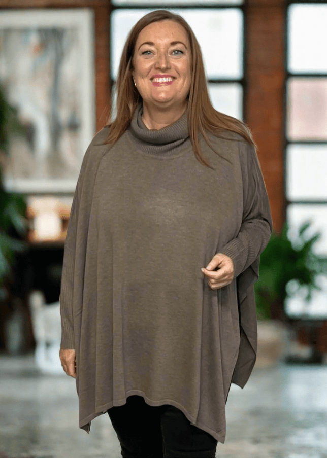 plus size Signature ponchogenser brun i store storrelser