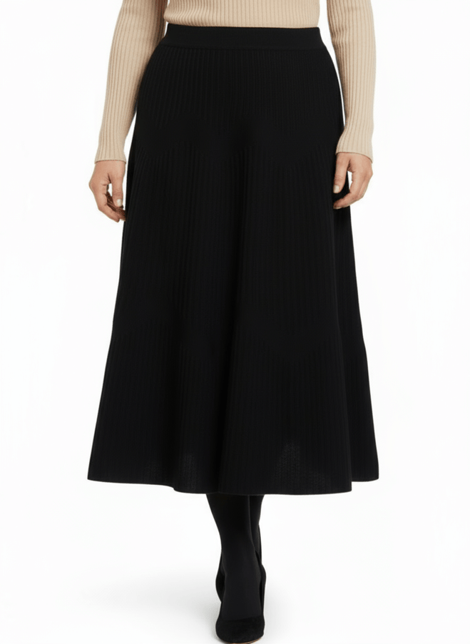 plus size Signature strikkeskjørt Sort i store storrelser