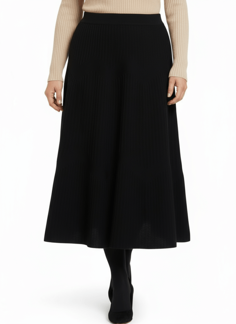 plus size Signature strikkeskjørt Sort i store storrelser