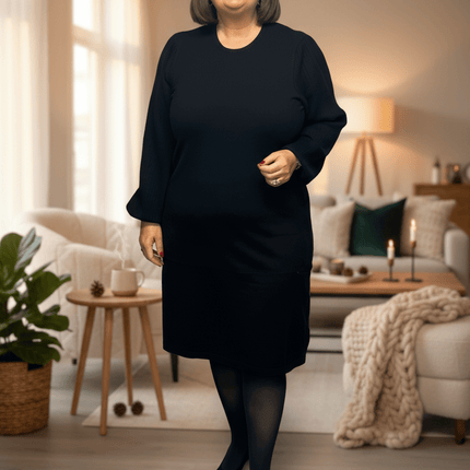 plus size Signature strikket kjole Sort i store storrelser