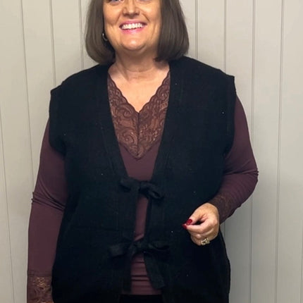 plus size Signature strikket vest Sort i store storrelser