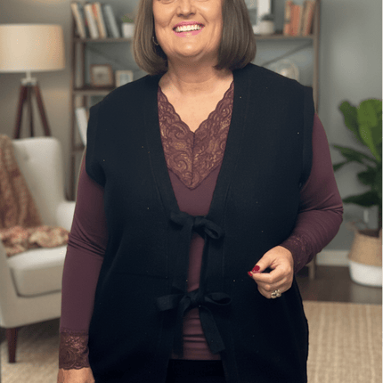 plus size Signature strikket vest Sort i store storrelser